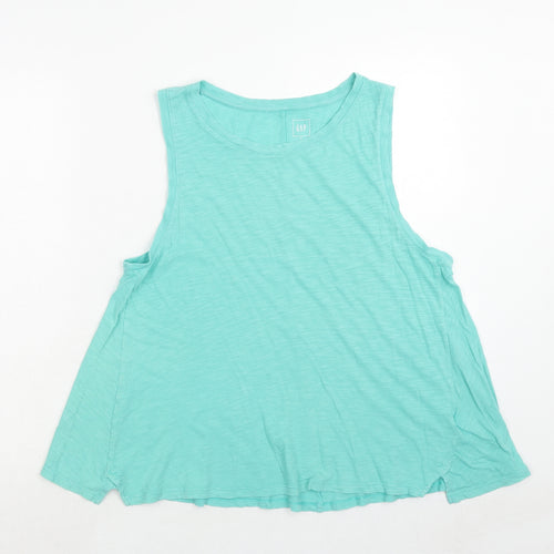 Gap Womens Green Cotton Basic Tank Size M Boat Neck