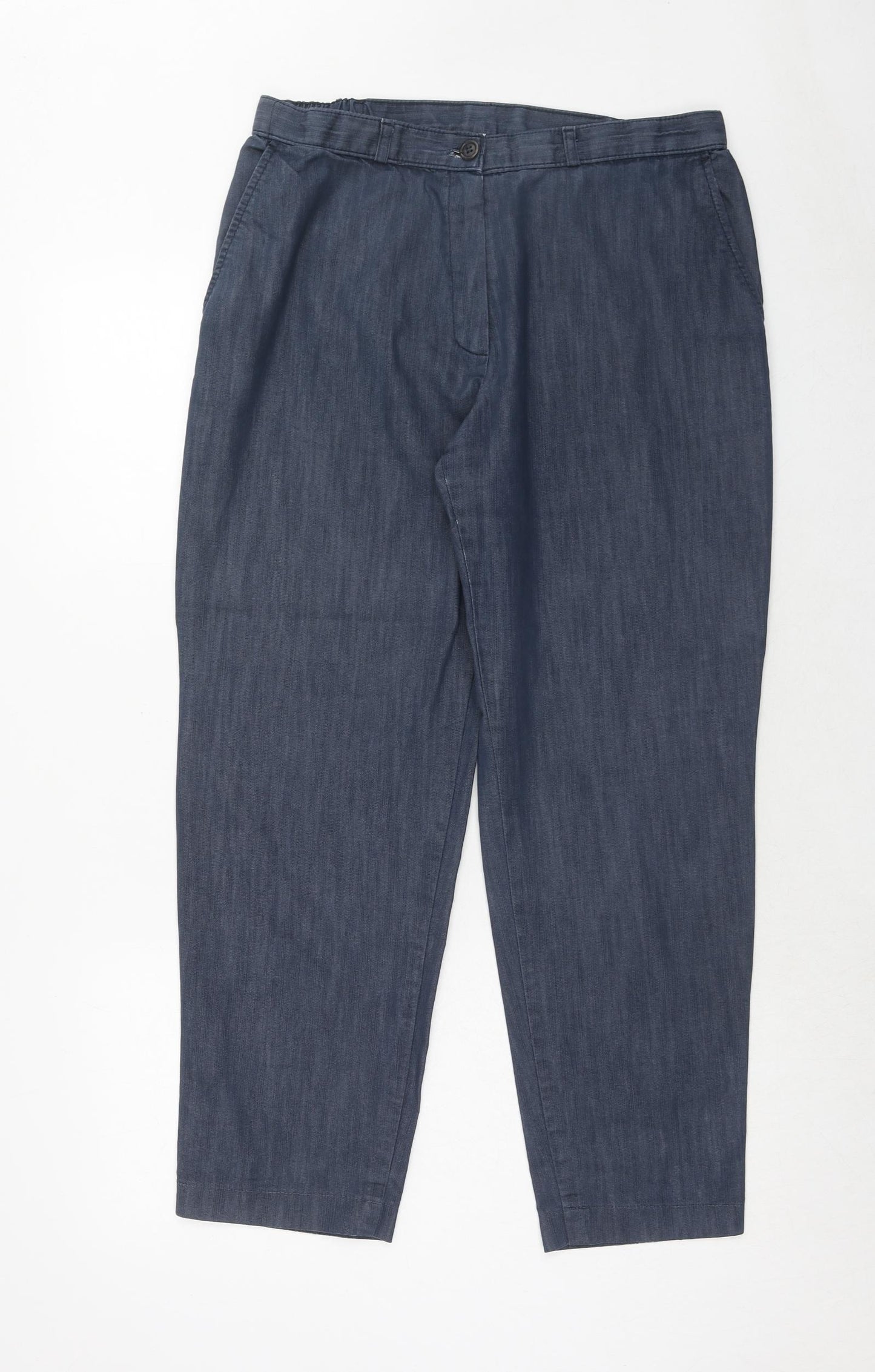 Marks and Spencer Womens Blue Cotton Straight Jeans Size 14 Regular Zip