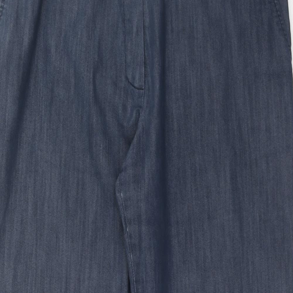 Marks and Spencer Womens Blue Cotton Straight Jeans Size 14 Regular Zip
