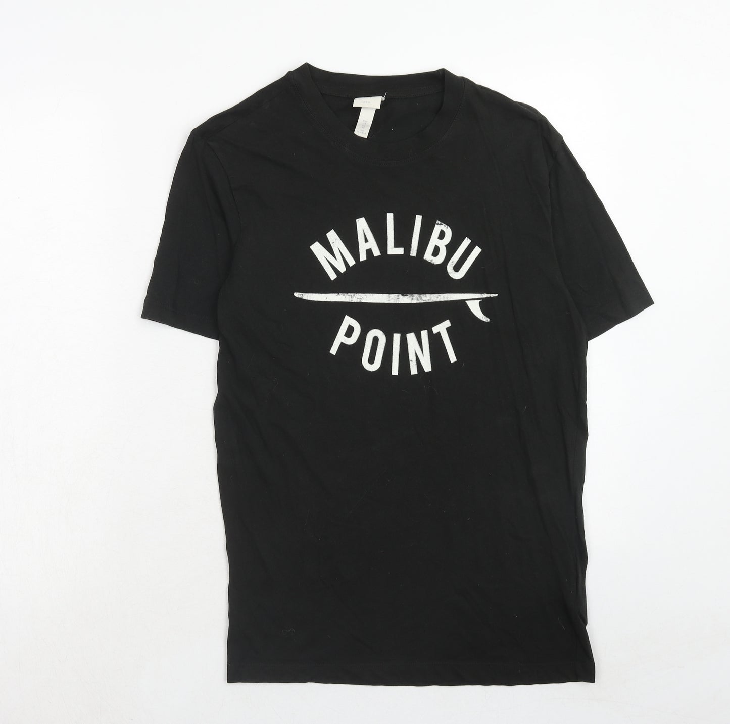 H&M Womens Black Cotton Basic T-Shirt Size XS Round Neck - Malibu