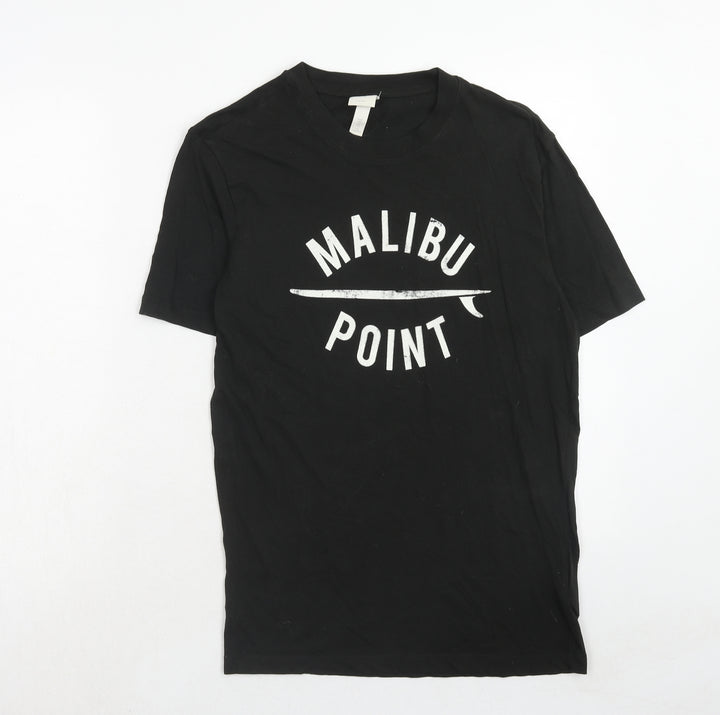 H&M Womens Black Cotton Basic T-Shirt Size XS Round Neck - Malibu
