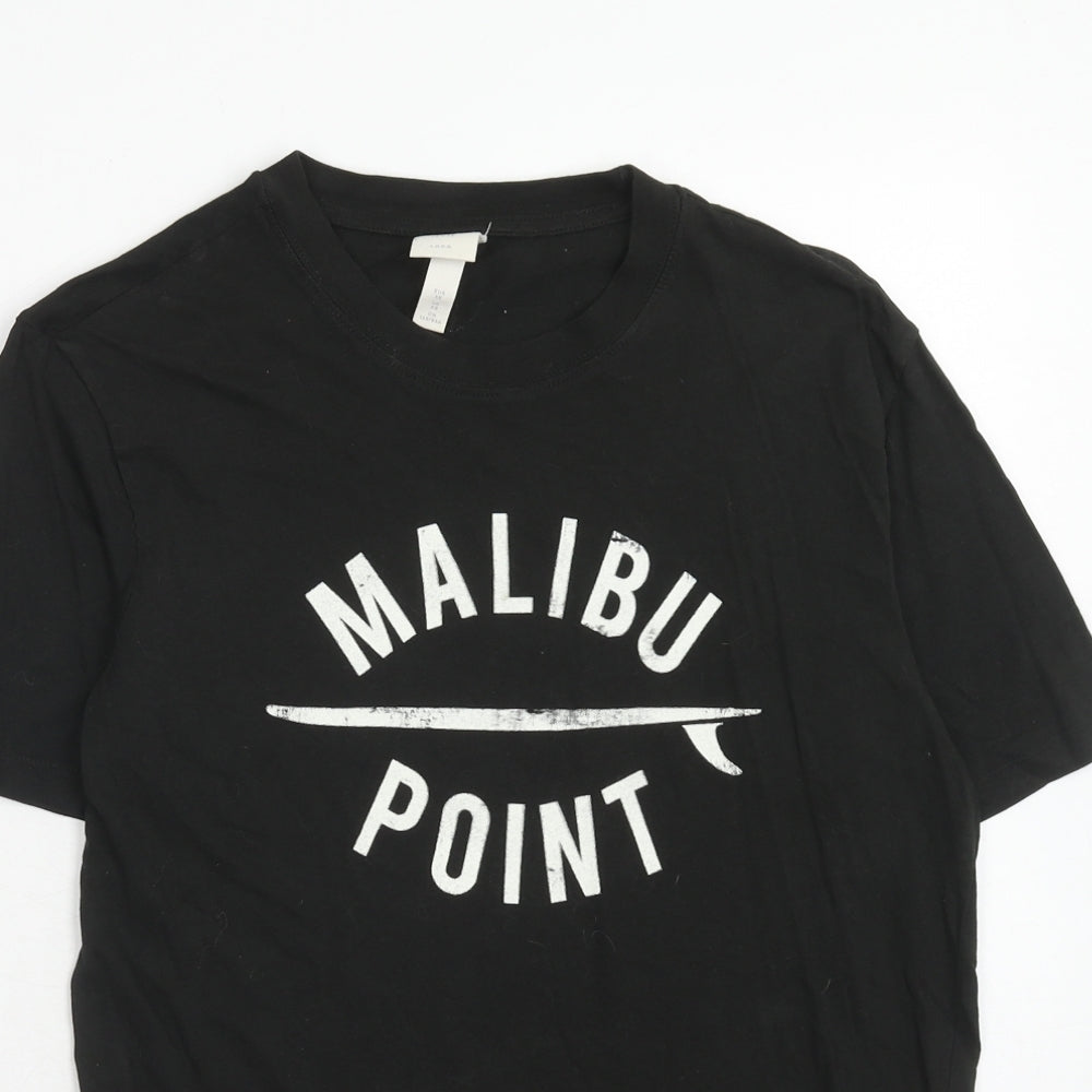 H&M Womens Black Cotton Basic T-Shirt Size XS Round Neck - Malibu