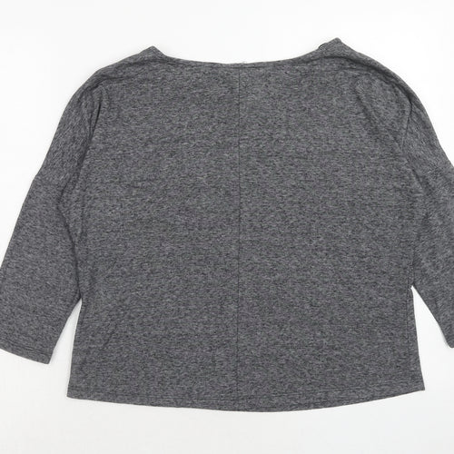 Select Womens Grey Polyester Basic Blouse Size 10 Boat Neck