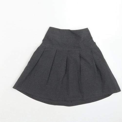Marks and Spencer Girls Grey Polyester Flare Skirt Size 5-6 Years Regular Pull On