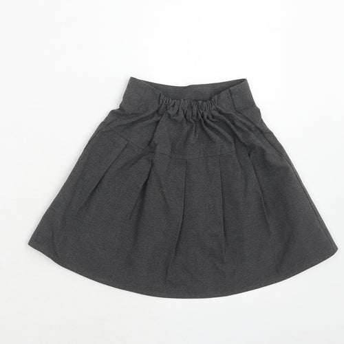 Marks and Spencer Girls Grey Polyester Flare Skirt Size 5-6 Years Regular Pull On