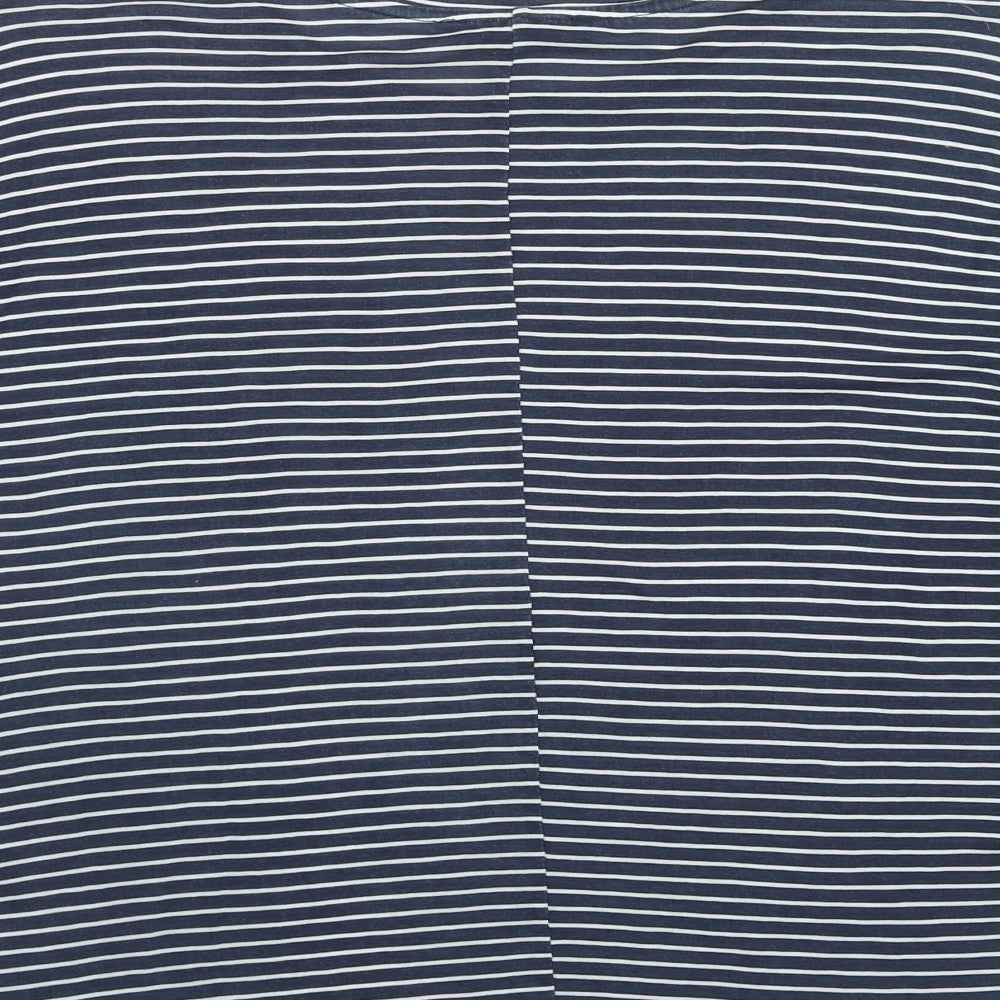 Marks and Spencer Womens Blue Striped Viscose Basic T-Shirt Size 12 Boat Neck