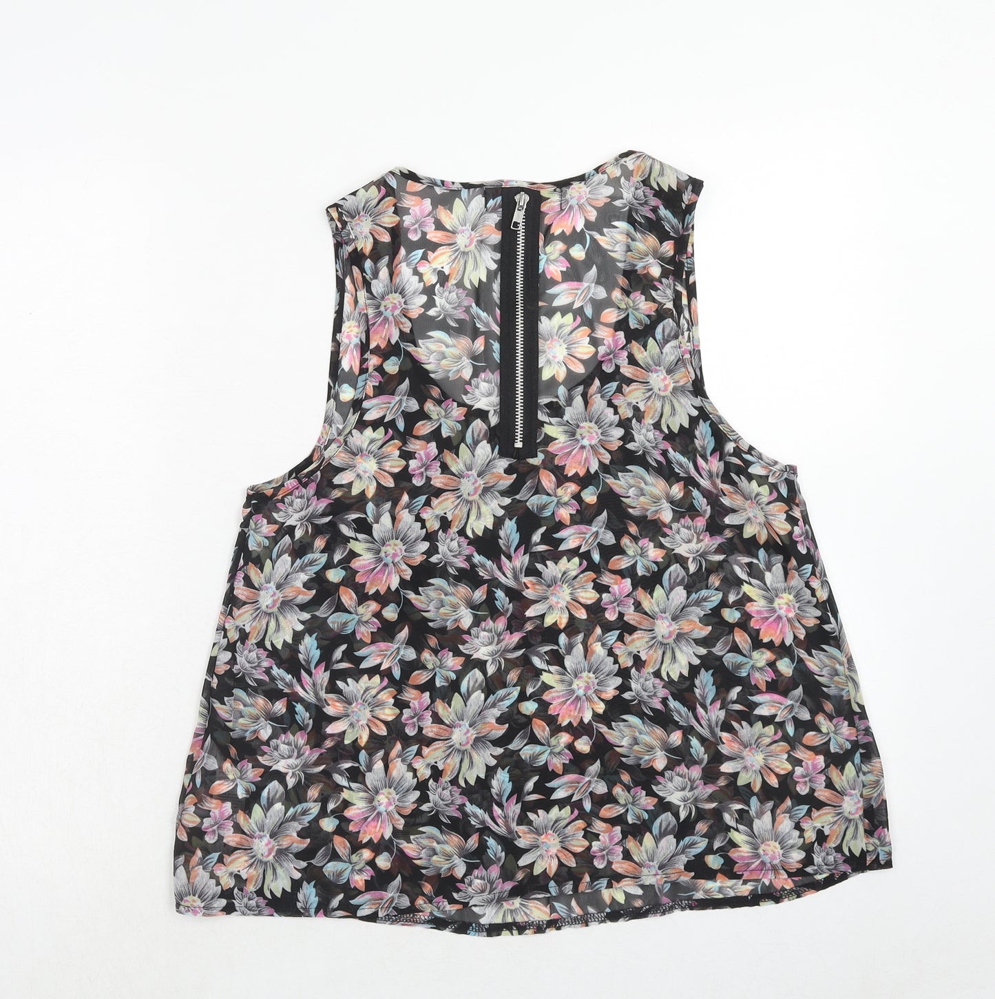 Cameo Rose Womens Multicoloured Floral Polyester Basic Blouse Size 8 Scoop Neck