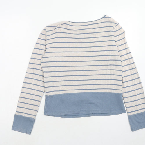 New Look Womens Blue Round Neck Striped Cotton Pullover Jumper Size 6