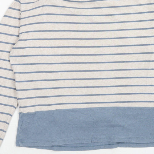 New Look Womens Blue Round Neck Striped Cotton Pullover Jumper Size 6