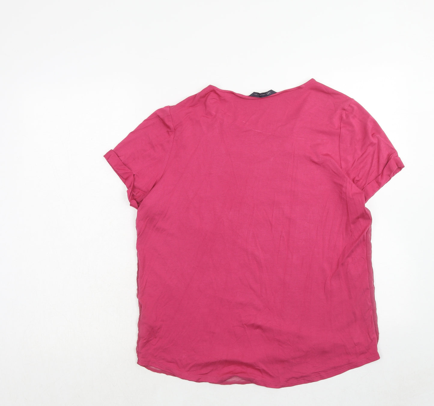 Marks and Spencer Womens Pink Viscose Basic T-Shirt Size 14 Round Neck