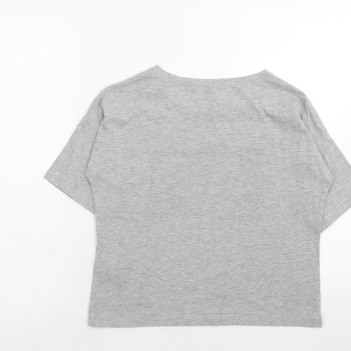 H&M Womens Grey Cotton Basic T-Shirt Size S Round Neck