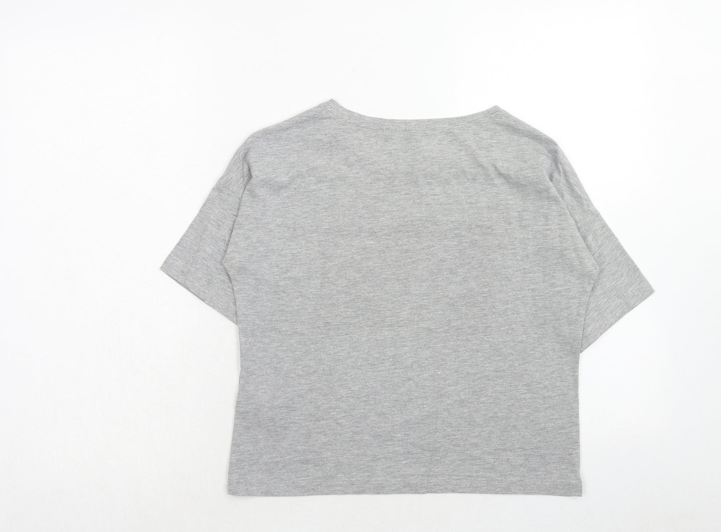 H&M Womens Grey Cotton Basic T-Shirt Size S Round Neck