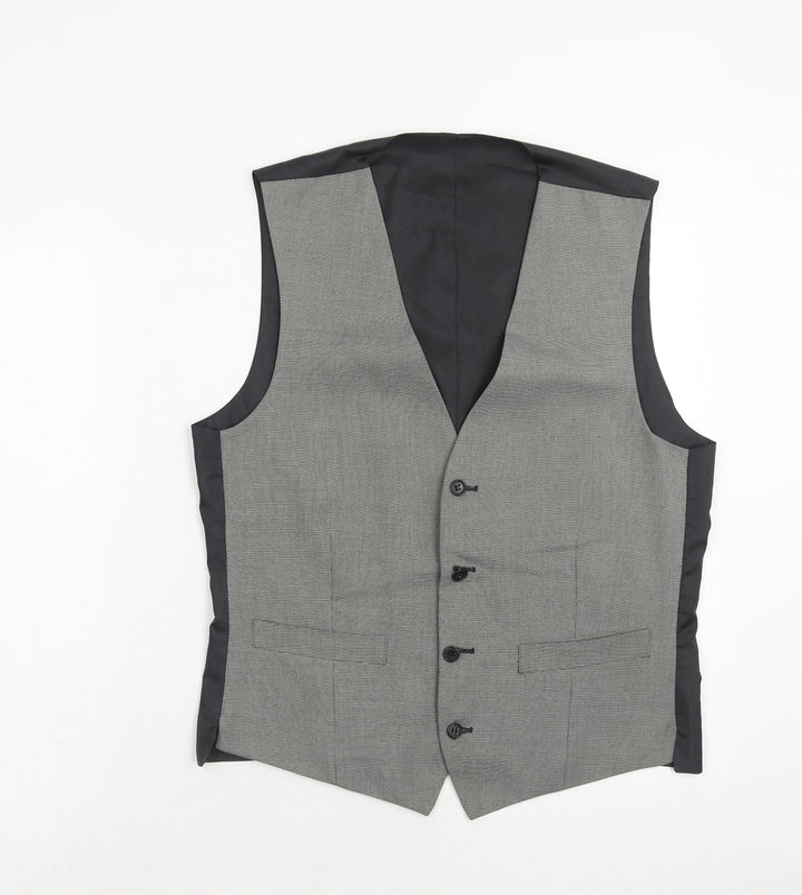 Marks and Spencer Mens Grey Polyester Jacket Suit Waistcoat Size 38 Regular