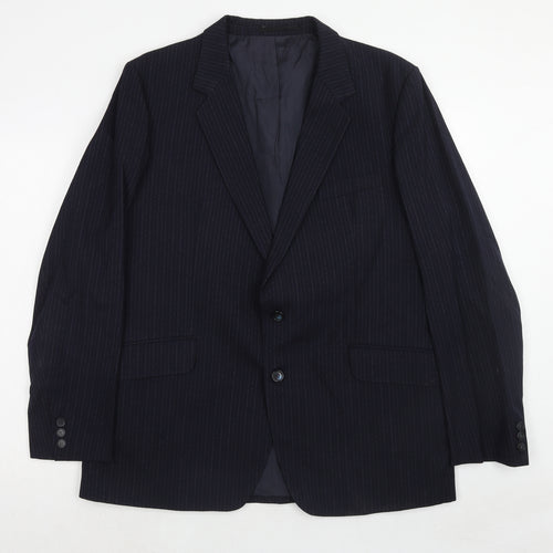Varteks Mens Blue Striped Wool Jacket Suit Jacket Size 44 Regular