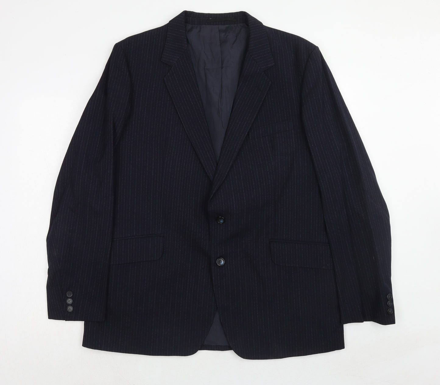 Varteks Mens Blue Striped Wool Jacket Suit Jacket Size 44 Regular