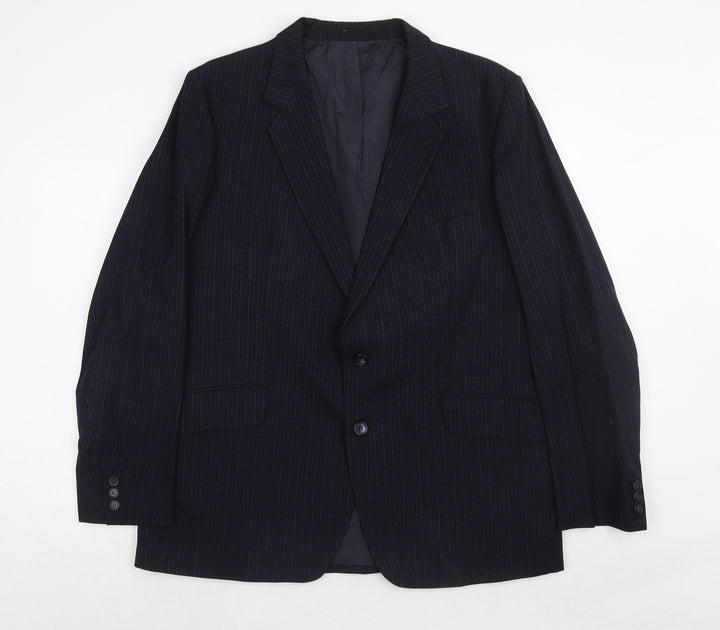Varteks Mens Blue Striped Wool Jacket Suit Jacket Size 44 Regular