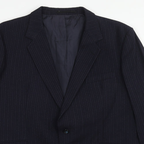 Varteks Mens Blue Striped Wool Jacket Suit Jacket Size 44 Regular