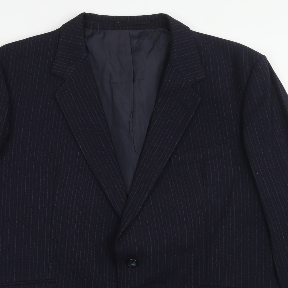 Varteks Mens Blue Striped Wool Jacket Suit Jacket Size 44 Regular