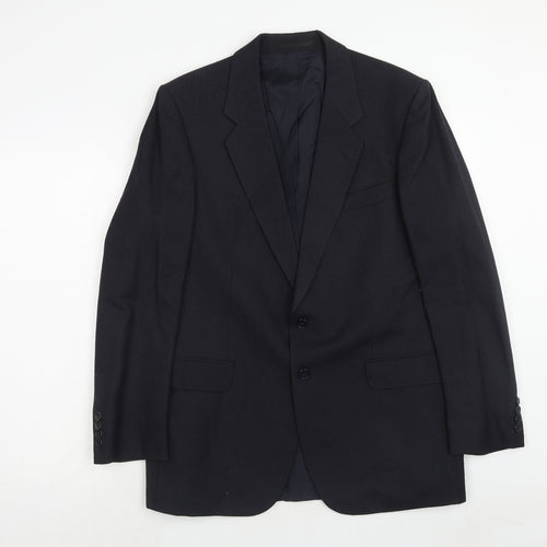 St Michael Mens Black Striped Polyester Jacket Suit Jacket Size 42 Regular