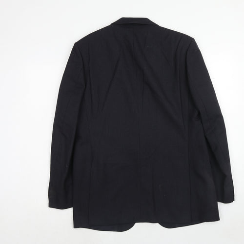 St Michael Mens Black Striped Polyester Jacket Suit Jacket Size 42 Regular