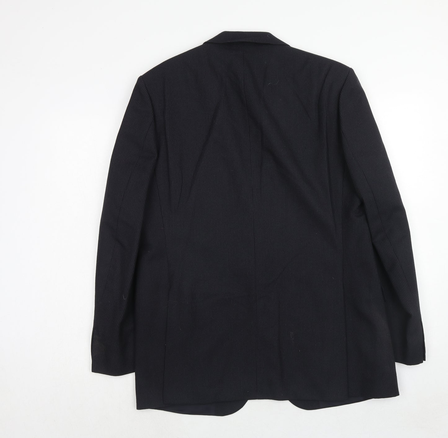 St Michael Mens Black Striped Polyester Jacket Suit Jacket Size 42 Regular