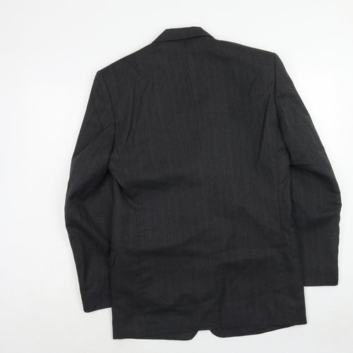 Flex Mens Grey Striped Polyester Jacket Suit Jacket Size 38 Regular