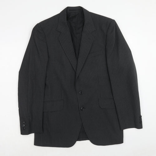 Varteks Mens Grey Striped Polyester Jacket Suit Jacket Size 38 Regular