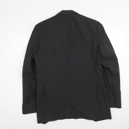 Varteks Mens Grey Striped Polyester Jacket Suit Jacket Size 38 Regular