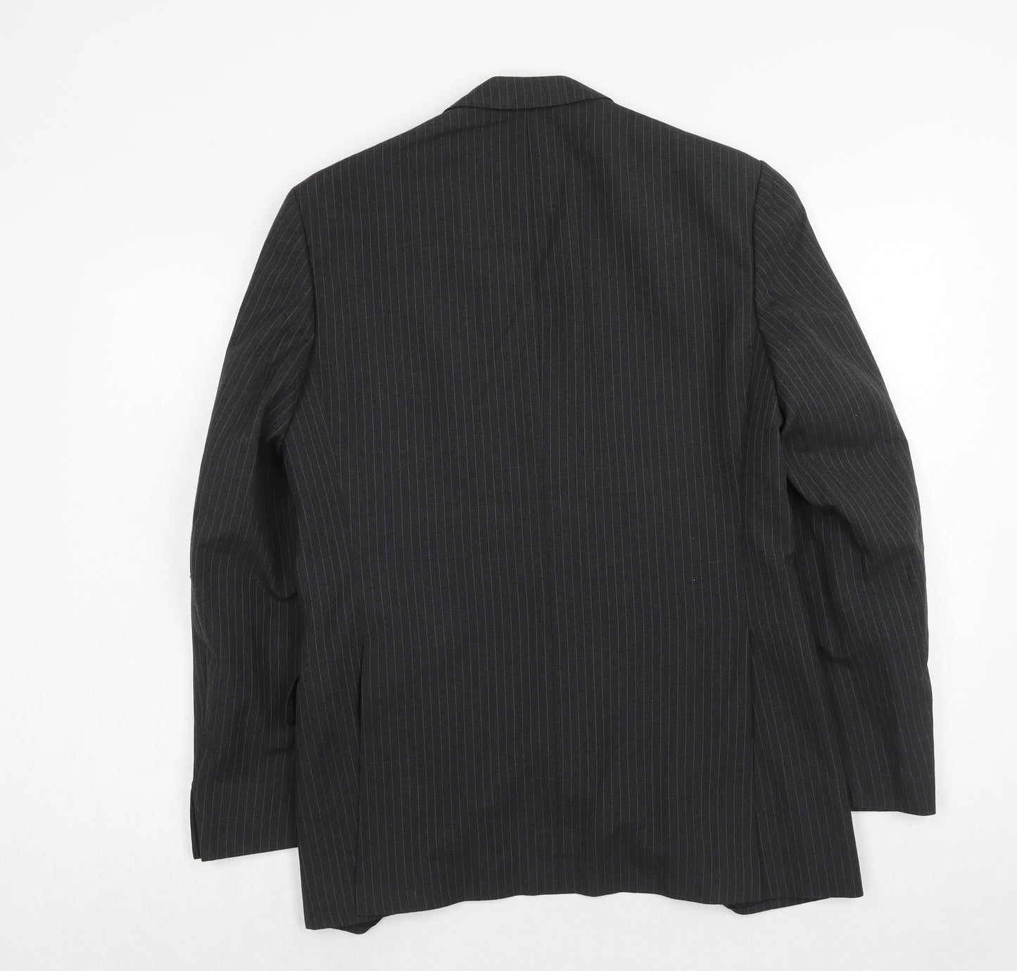 Varteks Mens Grey Striped Polyester Jacket Suit Jacket Size 38 Regular