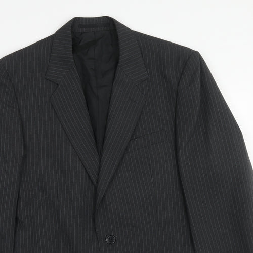 Varteks Mens Grey Striped Polyester Jacket Suit Jacket Size 38 Regular
