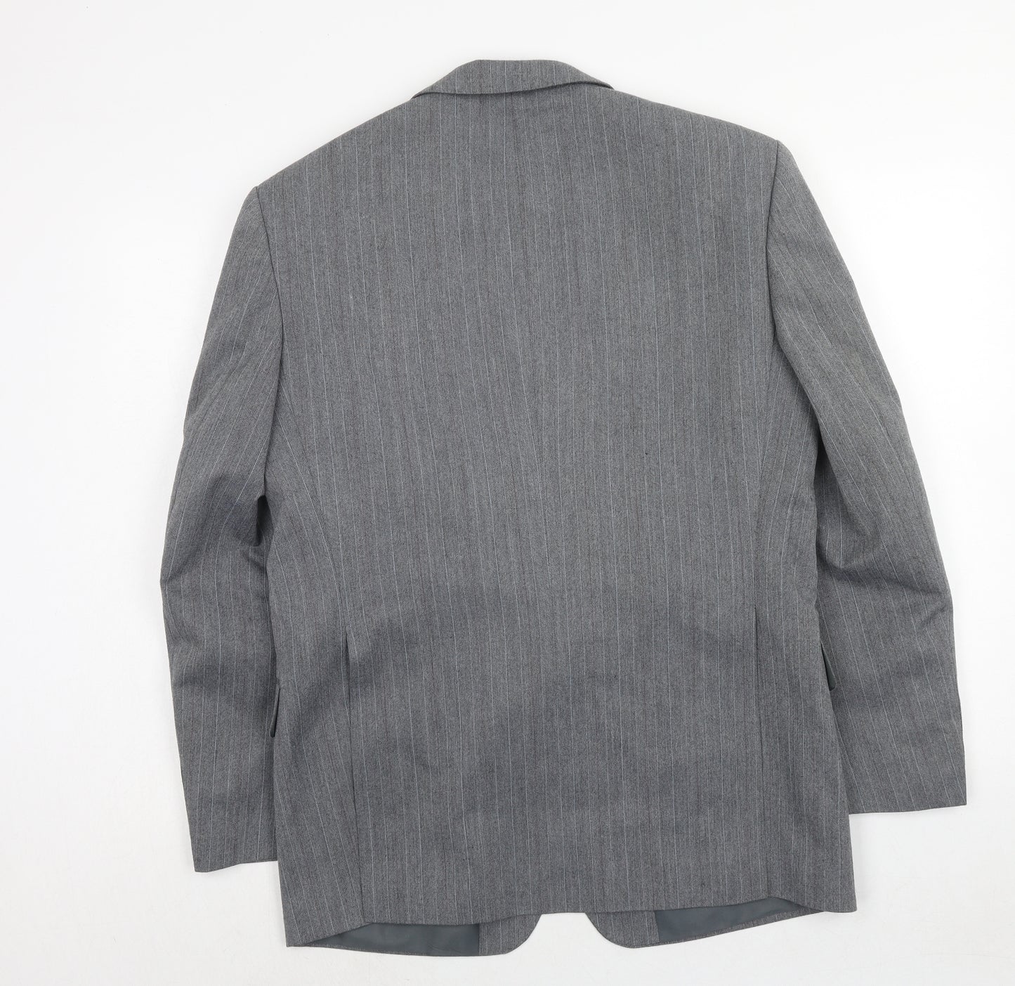 Marlow Mens Grey Striped Polyester Jacket Suit Jacket Size 40 Regular