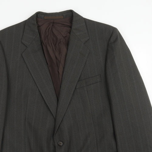 Westbury Mens Grey Striped Polyester Jacket Suit Jacket Size 44 Regular