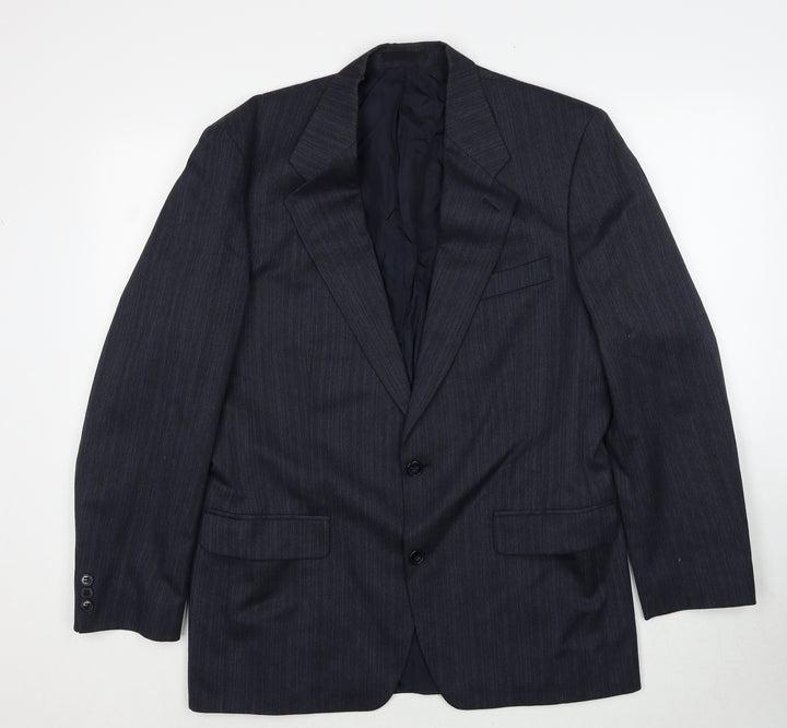 Marks and Spencer Mens Grey Striped Polyester Jacket Suit Jacket Size 40 Regular