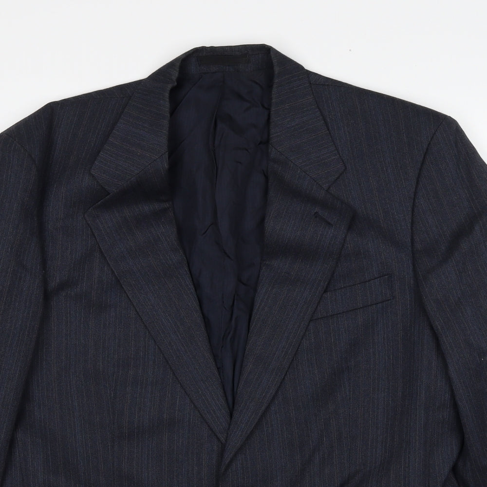 Marks and Spencer Mens Grey Striped Polyester Jacket Suit Jacket Size 40 Regular