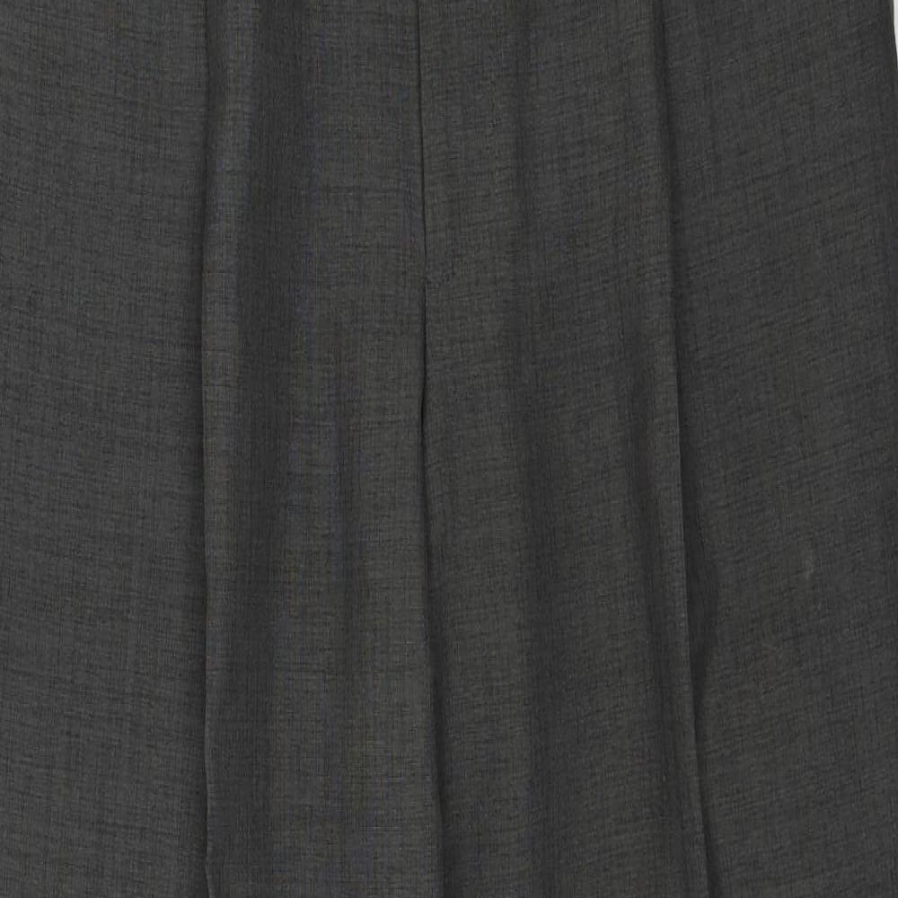 Kurt Muller Mens Grey Polyester Dress Pants Trousers Size 34 in Regular Zip