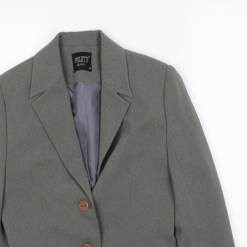 Perletti Milano Womens Grey Viscose Jacket Suit Jacket Size 8 - Shoulder Pads