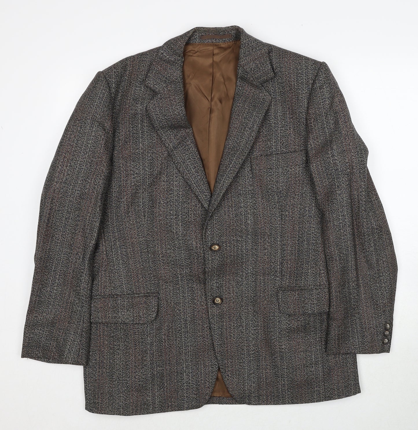 Preworn Mens Brown Striped Polyester Jacket Blazer Size 40 Regular