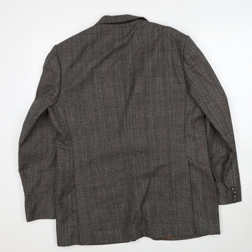 Preworn Mens Brown Striped Polyester Jacket Blazer Size 40 Regular