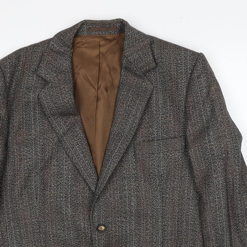 Preworn Mens Brown Striped Polyester Jacket Blazer Size 40 Regular