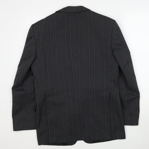 Marlowe Mens Grey Striped Polyester Jacket Suit Jacket Size 38 Regular
