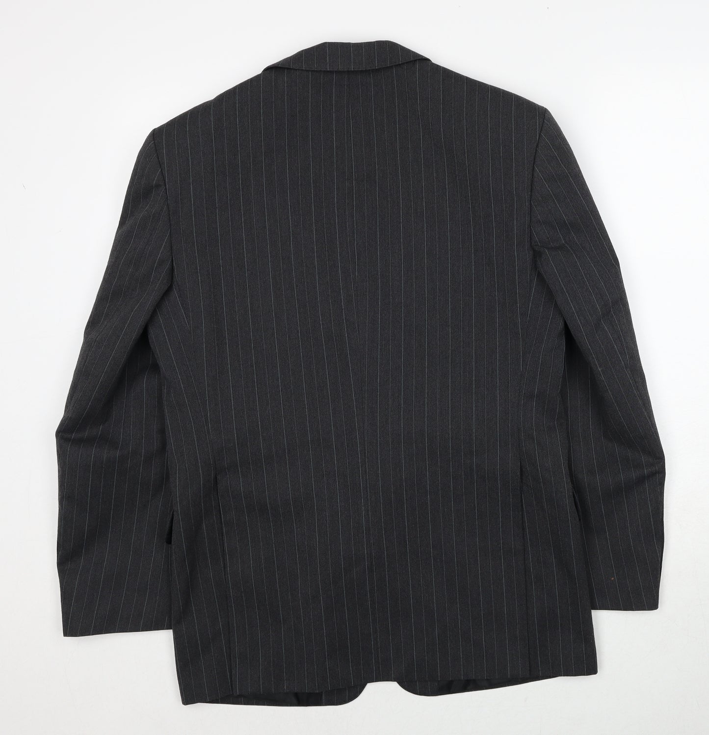 Marlowe Mens Grey Striped Polyester Jacket Suit Jacket Size 38 Regular