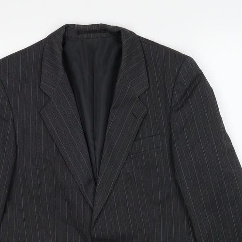 Marlowe Mens Grey Striped Polyester Jacket Suit Jacket Size 38 Regular