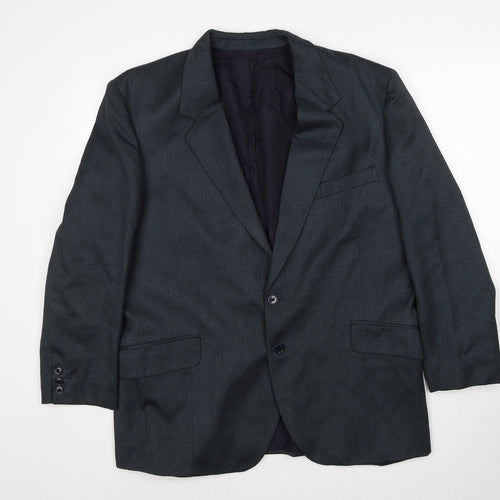 Preworn Mens Grey Striped Polyester Jacket Suit Jacket Size 42 Regular