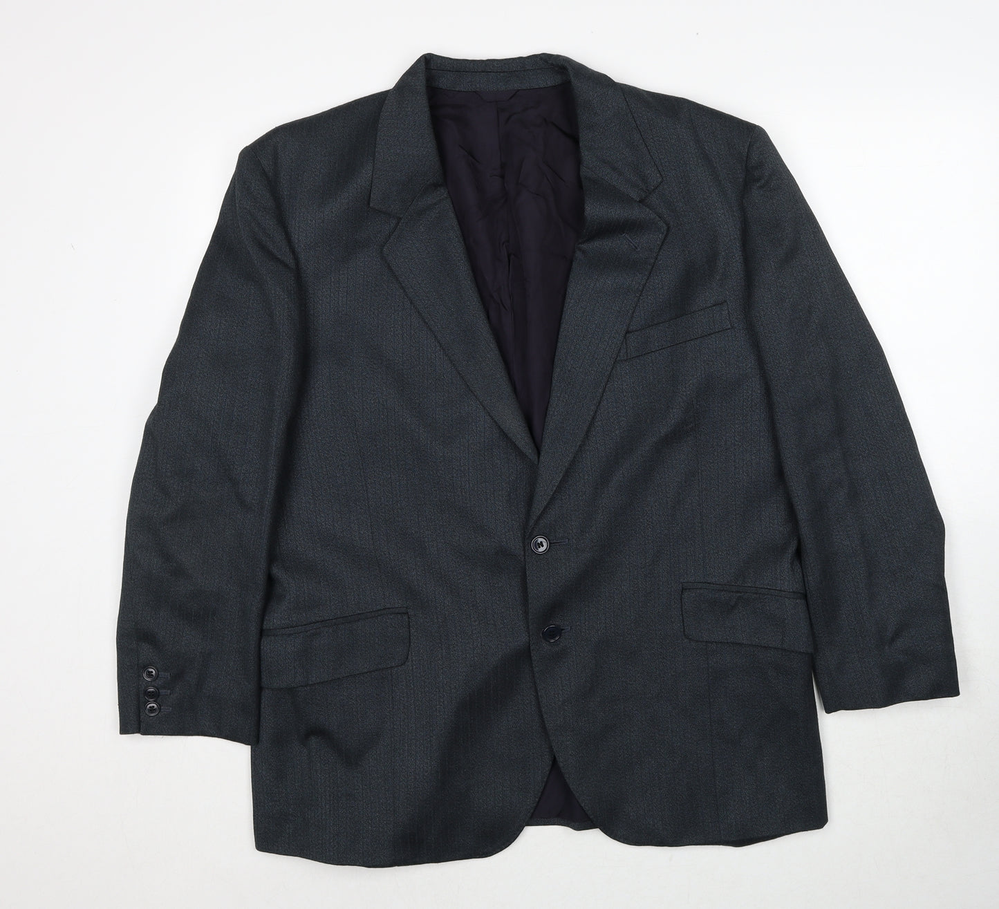 Preworn Mens Grey Striped Polyester Jacket Suit Jacket Size 42 Regular