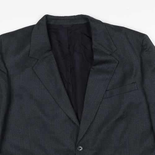 Preworn Mens Grey Striped Polyester Jacket Suit Jacket Size 42 Regular