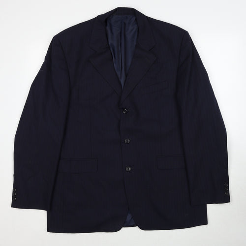 Sovrano Mens Blue Striped Polyester Jacket Suit Jacket Size 44 Regular