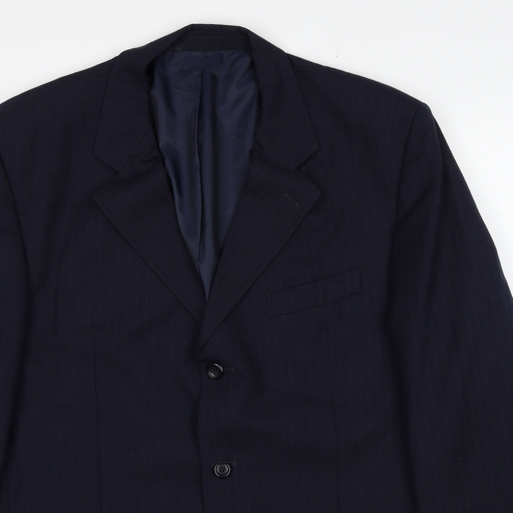 Sovrano Mens Blue Striped Polyester Jacket Suit Jacket Size 44 Regular