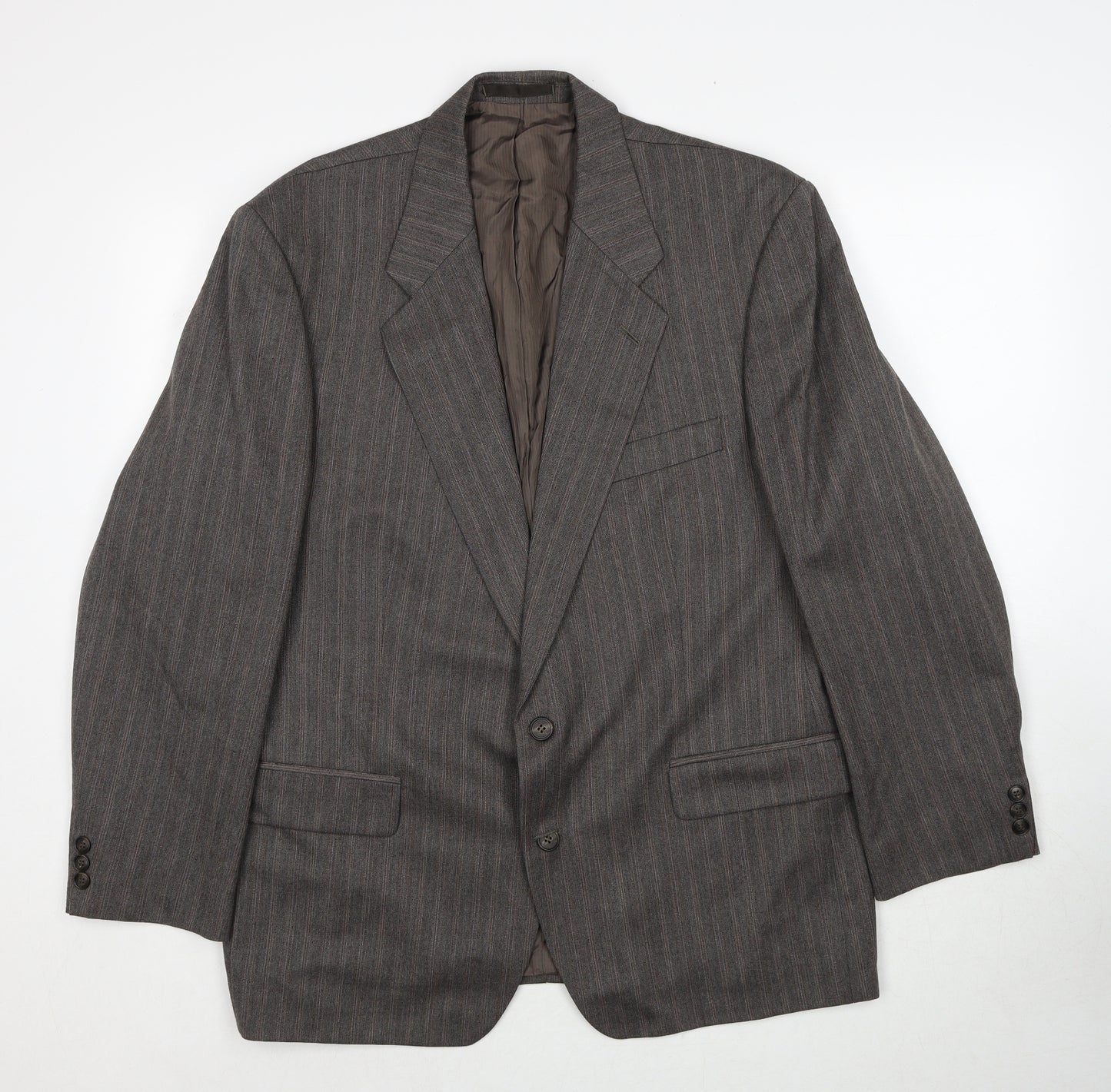 Marks and Spencer Mens Brown Striped Polyester Jacket Suit Jacket Size 44 Regular
