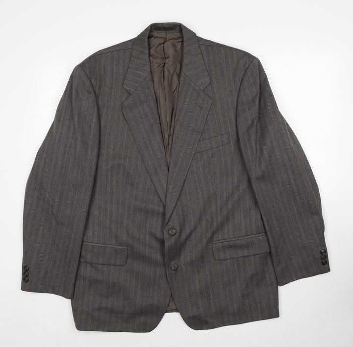 Marks and Spencer Mens Brown Striped Polyester Jacket Suit Jacket Size 44 Regular