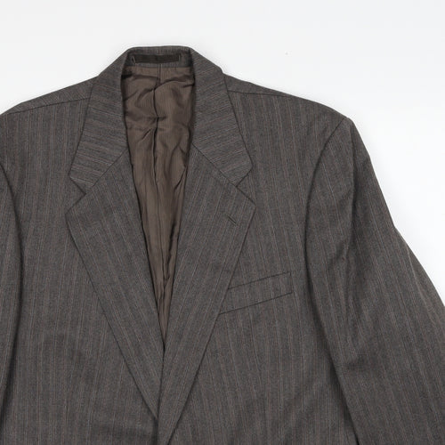Marks and Spencer Mens Brown Striped Polyester Jacket Suit Jacket Size 44 Regular